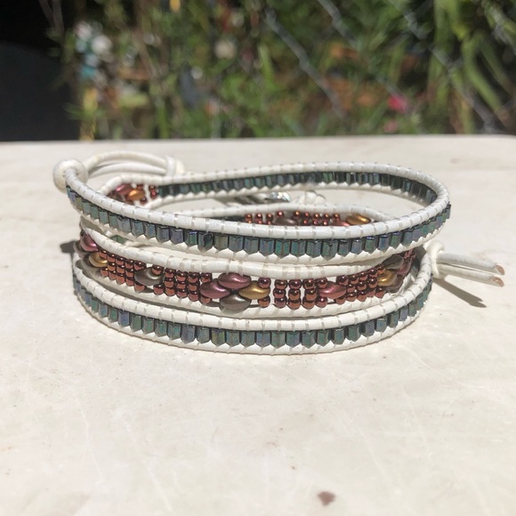 Three Wrap Leather Bracelet Handmade - Picture 1 of 6